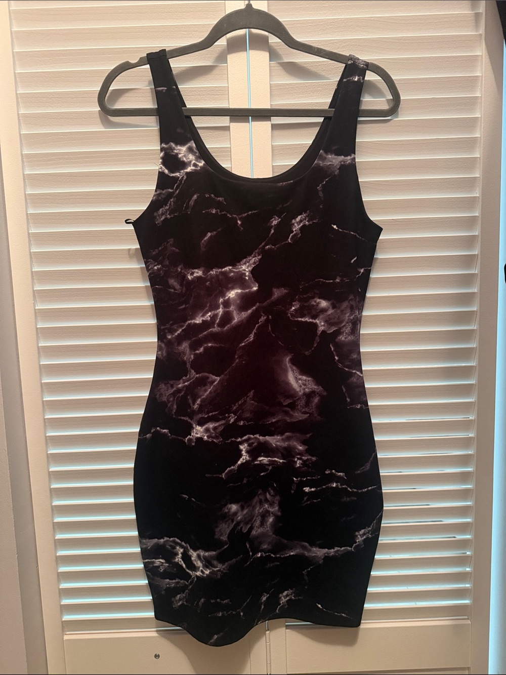 Express Black Marble-Print Mini Dress